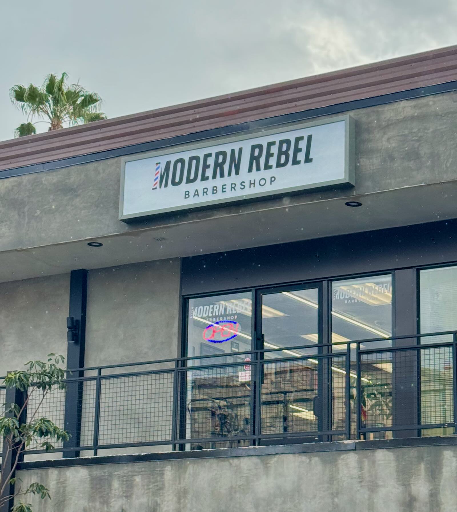 Modern Rebel Barbershop storefront in Hollywood, Los Angeles